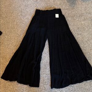 Free People Elegant Black Wide Leg Pants